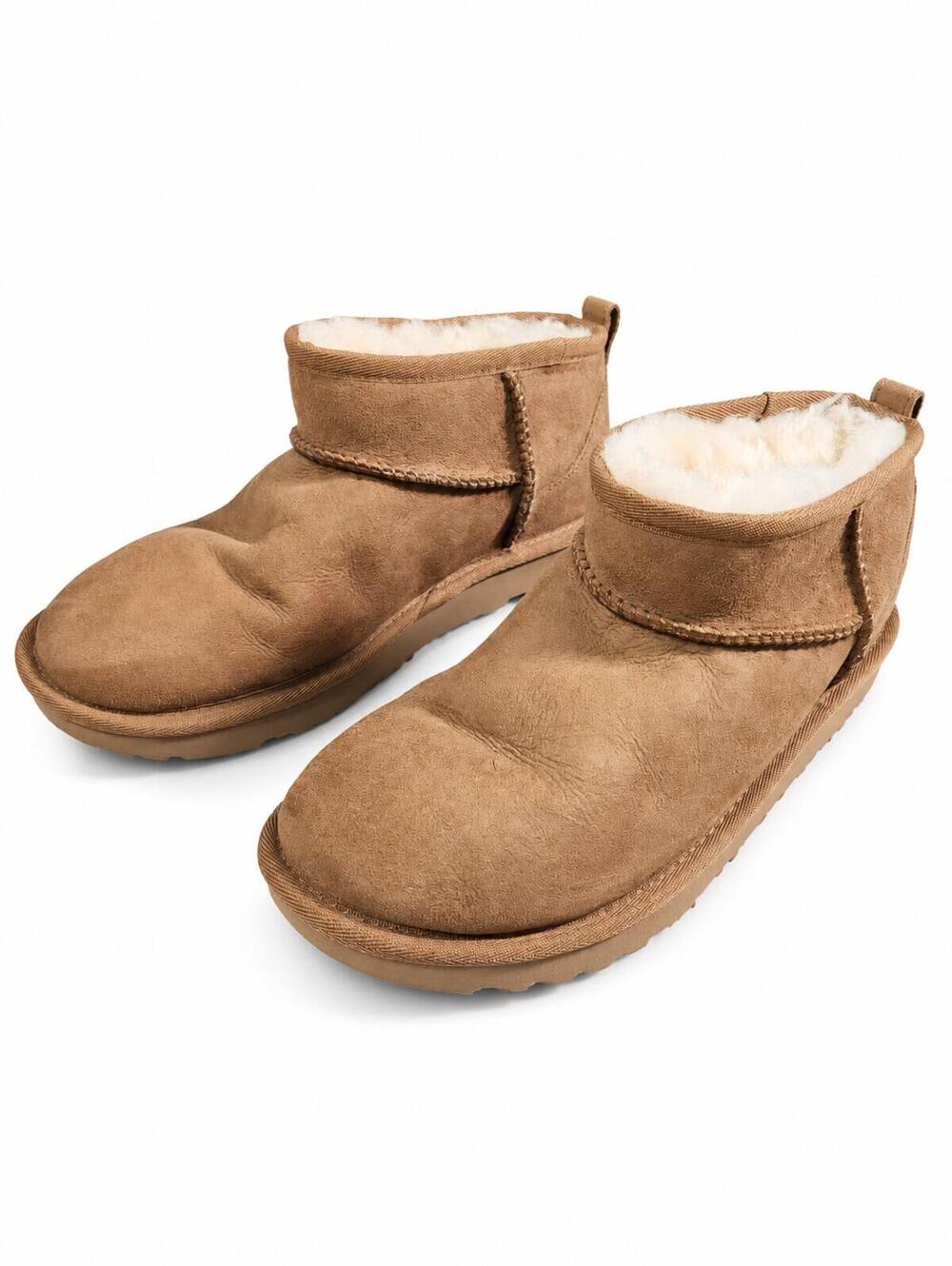 UGG Classic Ultra Mini Chestnut Suede Ankle Boots Size 6